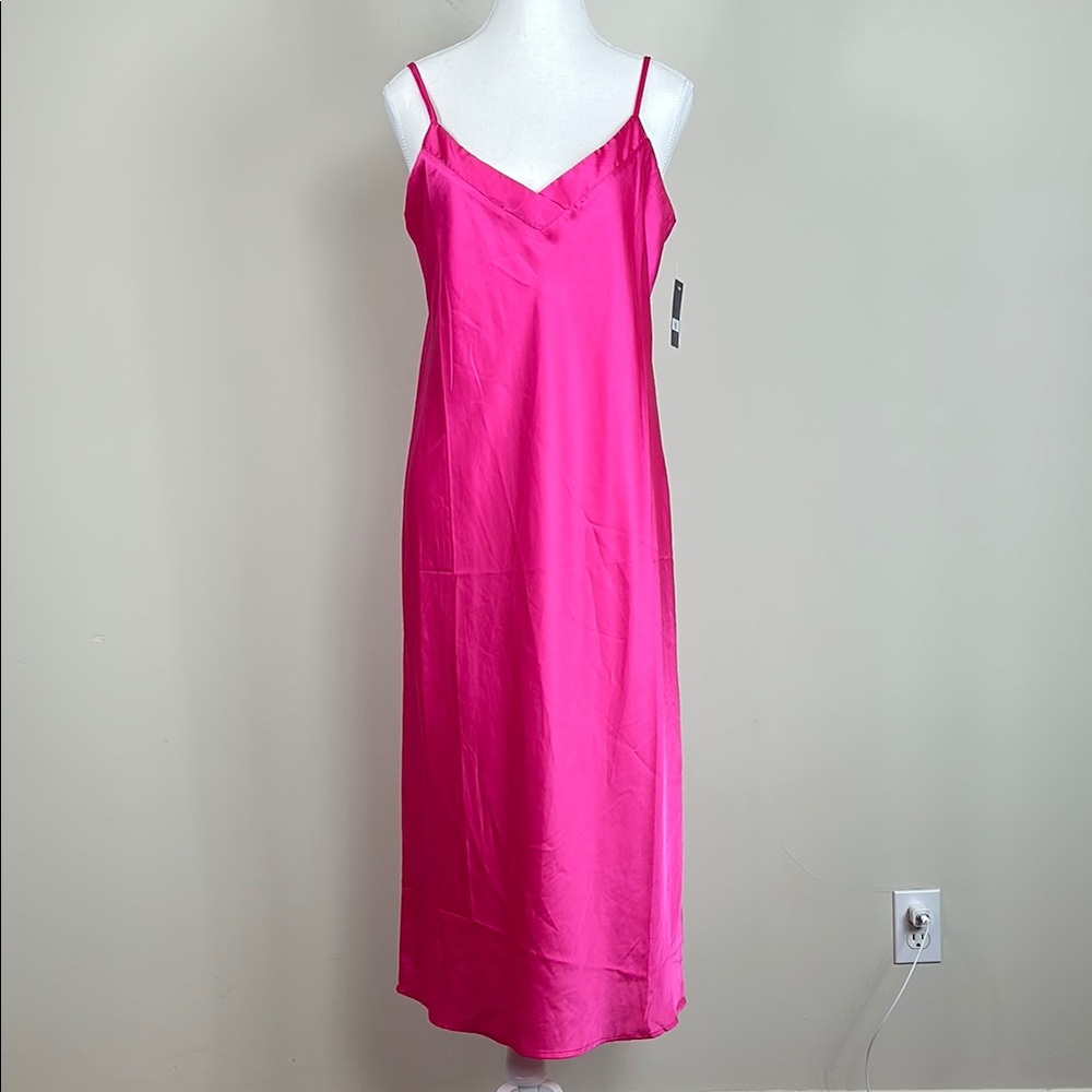 NWT‎ Lucky Brand Pink Satin Slip Midi DressDress Size Med